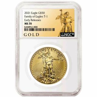- 2021 $50 American Gold Eagle 1 Oz.  Ngc Ms70 Als Er Label