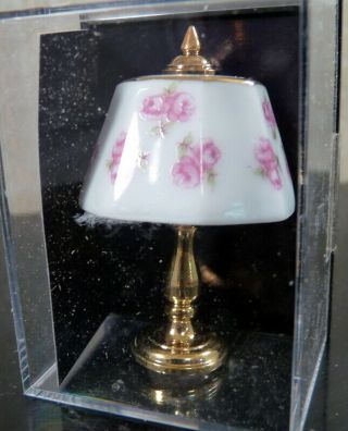 Nip Reutter Dollhouse Miniature Porcelain & Brass Lamp 1:12 Dollhouse Miniature