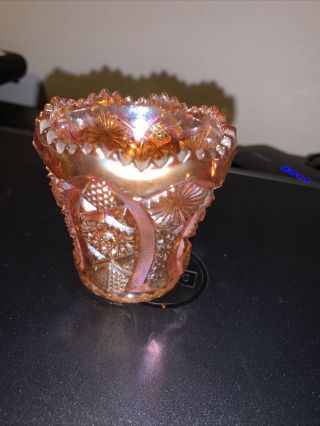 Imperial Glass Toothpick Holder Iridescent Marigold Carnival Glass