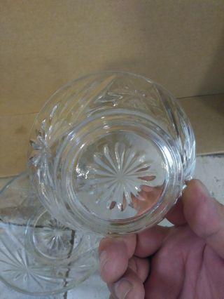 3 VINTAGE CLEAR PRESSED GLASS DESSERT / FRUIT CUPS BOWLS STAR BURST PATTERN 3