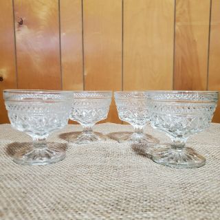 Vintage Set Of (4) Anchor Hocking Wexford Clear Glass Champagne Tall Sherbet