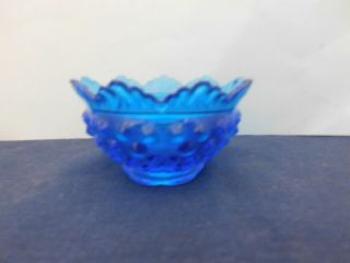 Vintage Fenton Cobalt Blue Hobnail Glass Trinket Dish