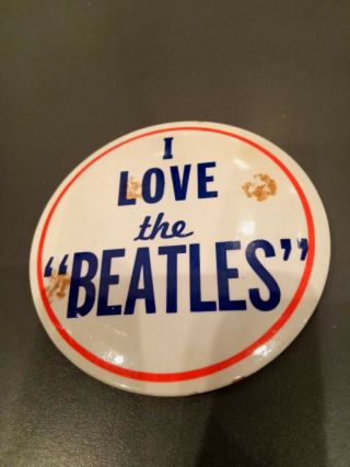 Vintage " I Love The Beatles " Button Pin - 1960 