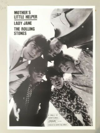 Rolling Stones Promotional Poster - Lady Jane 1966 Reprinted Edition A3 Size