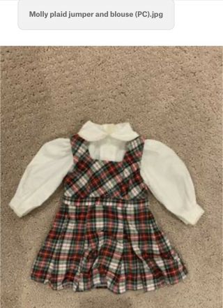 Molly American Girl Plaid Dress Jumper Pleasant Company Retired Doll 18 Blouse