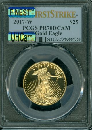 2017 - W Gold Eagle $25 1/2 Oz Pcgs Pr70 Dcam Diehl Signed Mac Uhcam Spotless