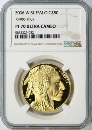 2006 - W $50 Gold Buffalo Ngc Pf70 Ultra Cameo 1oz.  9999 Fine