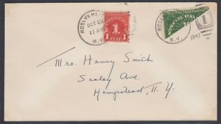 Us Sc Qe1 - 1942 Diagonal Bisect On Cover To Hempstead Ny,  W/ Aps Cert