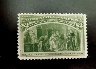 Us Stamps - Scott 243 $3.  00 Columbian Expo Issue Vf Og Regummed