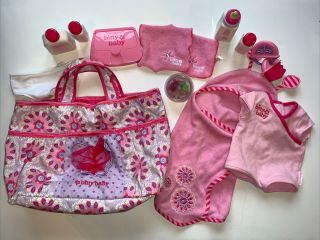 American Girl Bitty Baby Doll Diaper Bag Accessories Outfit Towel Wipes Keys