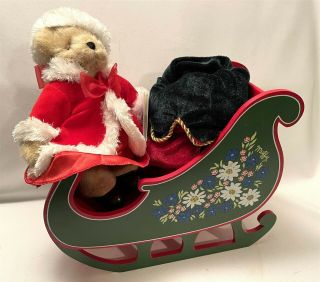 Christmas Couture Muffy Vanderbear With Wooden Sleigh And Bag