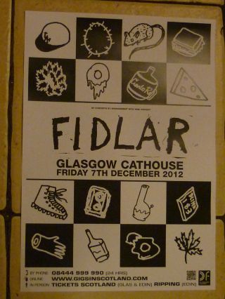 Fidlar Live Music Memorabilia - Glasgow Dec.  2012 Show Tour Concert Gig Poster