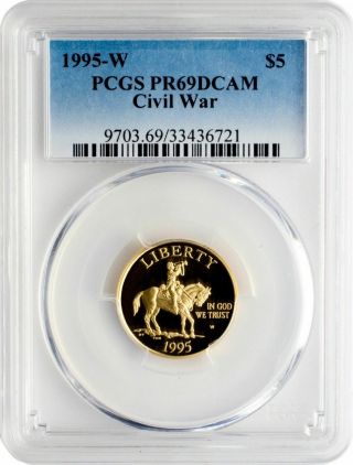 1995 - W $5 Civil War Gold Commemorative Coin Pcgs Pr69dcam