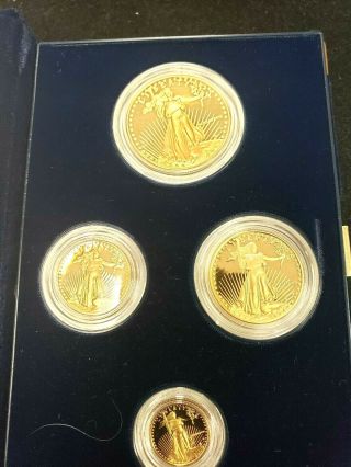 1988 4 Coin Proof Gold American Eagle Set W/ Box &