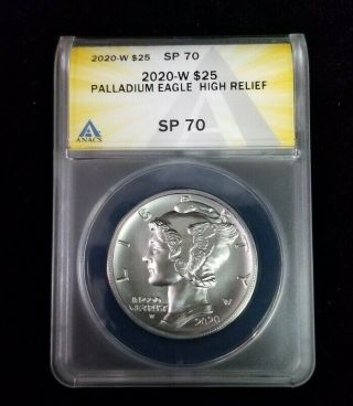 2020 - W $25 American Palladium Eagle 1oz.  Coin Ogp Box & Certified Sp70