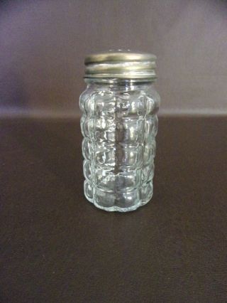 Vintage Anchor Hocking Clear Glass Salt Shaker With Metal Cap
