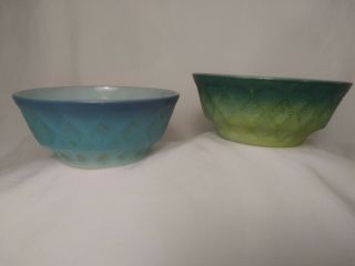 Kimberly Diamond Fire King Vintage 5 " Cereal Bowl Blue Green (set Of 2)