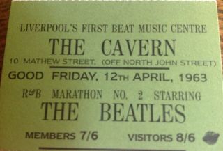The Cavern Liverpool Beatles,  Rolling Stones Copies Of Entry Stubs Set