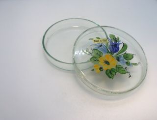 Floral Art Decorated Glass Petri Dish Made In Italy