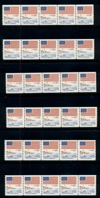 Us 1891,  18¢ Flag & Lighthouse,  Complete Set Of Plate 