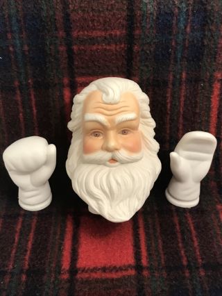 Porcelain Santa Claus Head With Mitten Hands 5 Inch Doll Making Christmas Clause