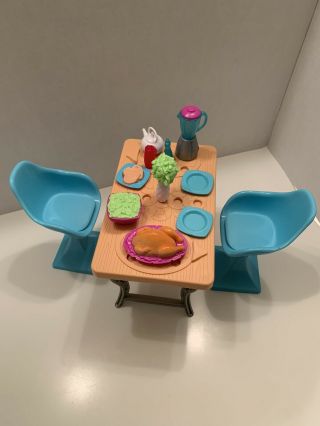 Mattel Barbie Dream House Replacement Table Chairs Set With Numerous Accessories