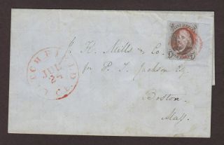 Connecticut: Litchfield 1840s 1 Folded Letter Cover,  Huge Side Margin,  Red Cds