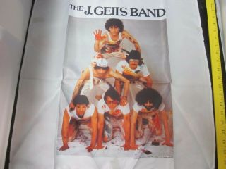 Vtg 80s 1982 Art Wall Cloth Poster Nos Nylon Music The J.  Geils Band 22 " X 22 "