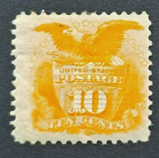 Us Stamp,  Scott 116,  10c Eagle & Shield,  Mh Og W/cert,  F - Vf,  Cv $1200