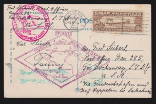 Us C14 $1.  30 Graf Zeppelin On Rockaway Beach Picture Post Card Vf Scv $375