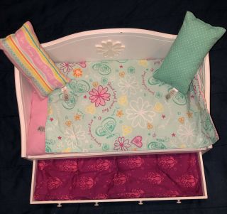 American Girl Doll Dreamy Trundle Daybed Bed And Bedding Set,