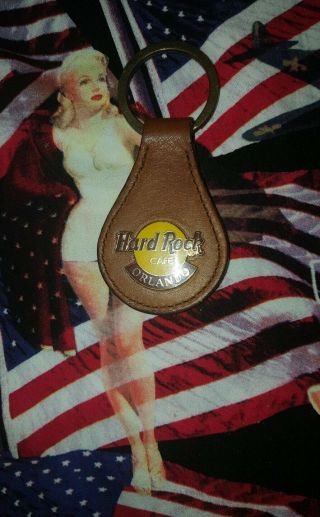 Hard Rock Cafe Orlando Keychain Keyring Logo Leather Save Planet Love/serve All