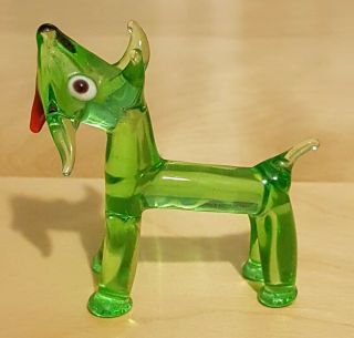 Rare Vintage Murano Glass Green Small Scottish Terrier Figurine