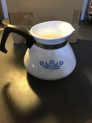 Vintage Corning Ware 6 - Cup Teapot Blue Cornflower