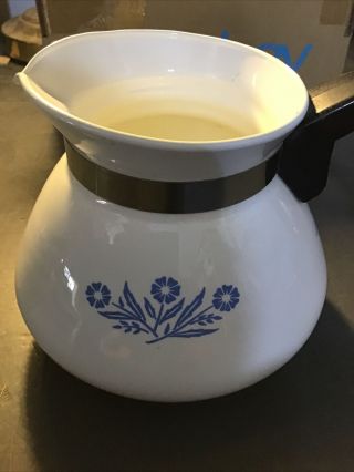 Vintage Corning Ware 6 - cup Teapot Blue Cornflower 3