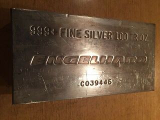 100 Oz.  Engelhard Silver Bar C039446