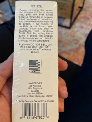 1000 Us American Flag Forever Stamps 2018 Usps First Class (50 Booklets)