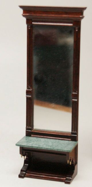 Victorian Walnut Pier Mirror With Marble Shelf,  7 " Tall,  Early X - Acto,  1:12