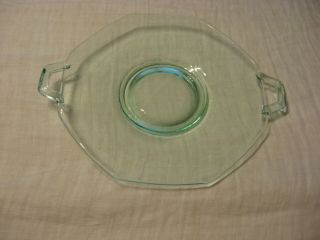 Green Vintage Octagon Depression Glass Tray/plate With Handles