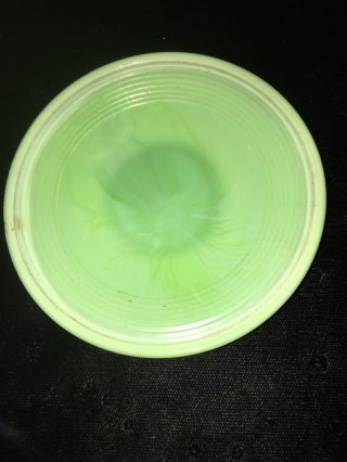 Vintage Akro Agate Small Concentric Ring Childrens Toy Doll Dishes Green Plate