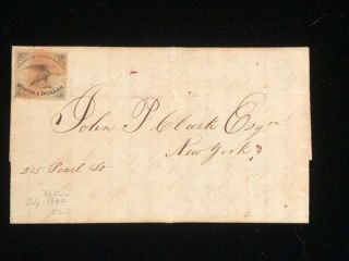 Ma Boston 1844 Stampless Cover 5l1 American Letter Mail Co.  W/content