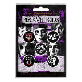 Black Veil Brides Badge Bvb Andy Band Logo Official 5 X Pin Button One Size