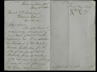 1883 Governors Island,  Ny - Letter From Civil War General Winfield Scott Hancock