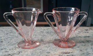 Vintage Pink Depression Glass Footed Creamer & Sugar Bowl