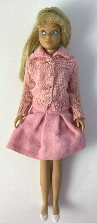 Vintage Mattel Skipper Doll Straight Legs W/ Metal Headband & School Days Outfit