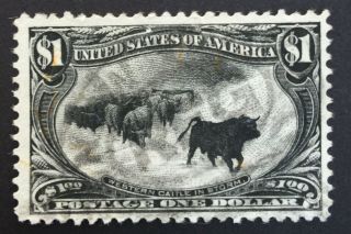 Us Stamp 292 $1 Black With Pse Cert.  Scv $700.  Trans - Mississippi