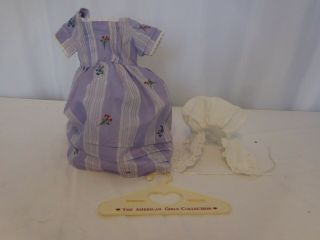 American Girl Doll Felicity Purple Lavender Travel Gown Meet Dress W Cap Hanger