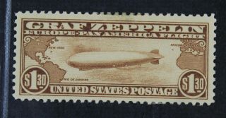 Ckstamps: Us Air Mail Stamps Scott C13 $1.  30 Zeppelin Hr Og Top Perf Thin