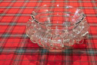 Large Clear Glass Punch Bowl With 12 Cups And Holders.  All In.