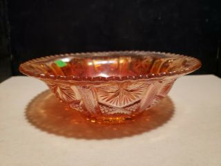 Vintage Carnival Imperial Glass Round Bowl Candy Dish Star Medallion Amber 12